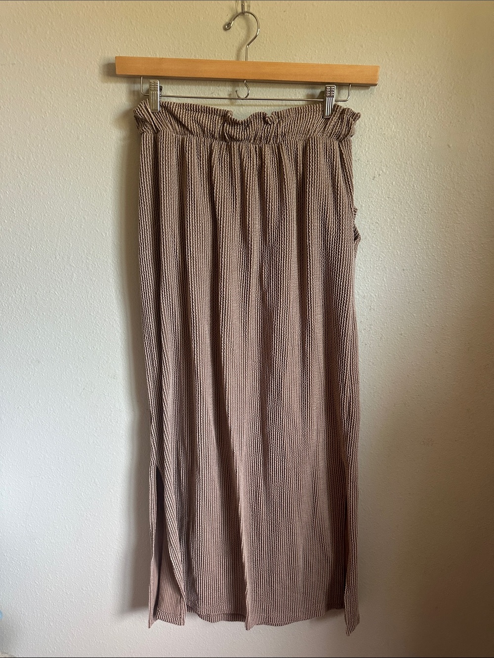 Three Bird Nest Taupe Drawstring Maxi Skirt - Picture 4 of 6